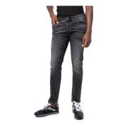 Jack & Jones Svarta jeans med dragkedja och knapp för män Black, Herr