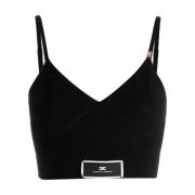 Elisabetta Franchi Svart Top med Stil Black, Dam