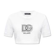 Dolce & Gabbana Kortärmad T-shirt med logotyp White, Dam