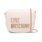 Love Moschino Ivory Logoväska med Guld Kedja Beige, Dam