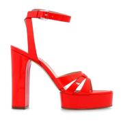 Casadei Tiffany patenterade klack sandaler Red, Dam