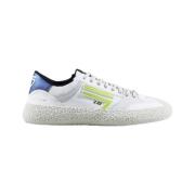 Puraai Vintage Stil Vita Veganska Sneakers med Limegrön Logotyp Green,...