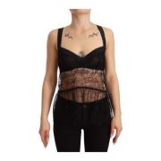 Dolce & Gabbana Silkespets Babydoll Lingeri Top Black, Dam