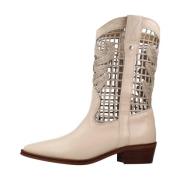 Alpe Western Style Cowboy Boots Beige, Dam