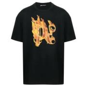 Palm Angels Logo Print Crew Neck T-shirts och Polos Black, Herr