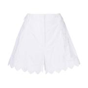 Simone Rocha Broderade bomullsshorts med vågig kant White, Dam