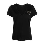 PINKO Love Birds Juvel Logo T-Shirt Black, Dam