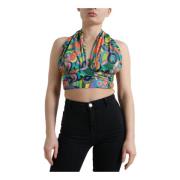 Dolce & Gabbana Multifärgad Halterneck Crop Top Multicolor, Dam