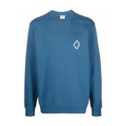 Marcelo Burlon Blå Bomullssweatshirt med Logotryck Blue, Herr