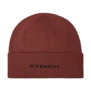 Givenchy Brun Ull Ribbstickad Mössa Brown, Herr