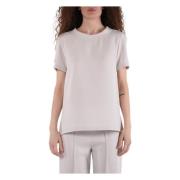 Max Mara Textil T-shirt med Sidokilar Gray, Dam