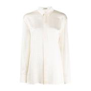 Saint Laurent Elegant Silkeskjorta med Nitar White, Dam