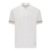 Thom Browne SS Rib Cuff Polo White, Herr