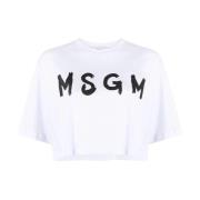 Msgm 01 T-Shirt, Klassisk Modell White, Dam