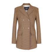 Seafarer Klassisk Houndstooth Blazer Beige, Dam