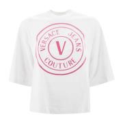 Versace Jeans Couture Glitter Logo Print T-shirts och Polos White, Dam