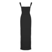 Solace London Svart klänning med rak hals och axelband Black, Dam