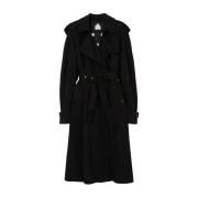 Burberry Svart dubbelknäppt trenchcoat Black, Dam