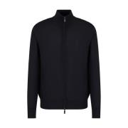 Emporio Armani Svart Zip-Through Dolcevita Sweater Black, Herr