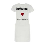 Moschino Bomull T-Shirt Klänning White, Dam