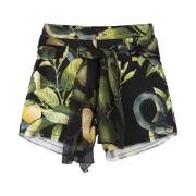 Roberto Cavalli Svarta shorts med citrontryck och knytband Black, Dam