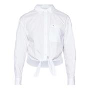 Tommy Jeans Långärmad Front Tie Skjorta White, Dam