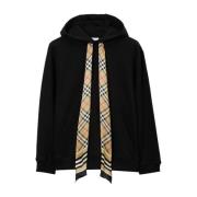 Burberry Svart Bomullssweatshirt med Huva Black, Dam