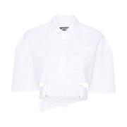 Jacquemus Vit Poplin Skjorta med Utskurna Detaljer White, Dam