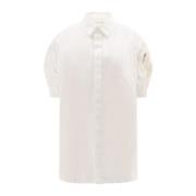 Sacai Vit kortärmad skjorta med dold knappstängning White, Dam
