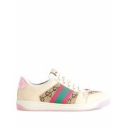 Gucci Kristalldekorerade GG Screener Sneakers Pink, Dam