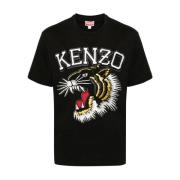 Kenzo Svarta Tiger Varsity T-shirts och Polos Black, Herr