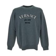 Versace Grå Ullstickat med Långa ärmar Gray, Herr