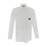 Dolce & Gabbana Vit Långärmad Bomullsskjorta White, Herr