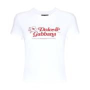 Dolce & Gabbana Logo Vit T-shirt av DG White, Dam
