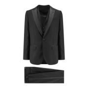 Dolce & Gabbana Svart Blazer med Spetsig Revers Black, Herr