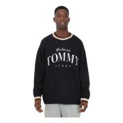 Tommy Jeans Svarta Sweaters med Stor Logotyp Black, Herr