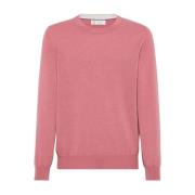 Brunello Cucinelli Lyxig Cashmere Crew Neck Sweater Pink, Herr