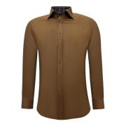 Gentile Bellini Business skjorta herr - Slim Fit Blus Stretch Brown, H...