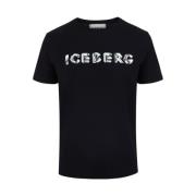 Iceberg Svart T-shirt med logotyp Black, Herr