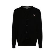 PS By Paul Smith Button-down Cardigan med Artist Stripe Trim Black, He...