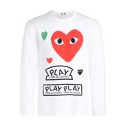 Comme des Garçons Play Långärmad T-shirt med rött hjärta och multicolo...