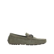 Fendi Suede Driver Loafers Gray, Herr