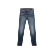 Amiri Indigo Stack Jeans - Slim Fit, Distressed Blue, Herr