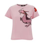 Pinko Quentin Logo T-Shirt Kollektion Pink, Dam