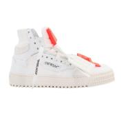 Off White Läder- och canvas sneakers med dragkedja White, Dam