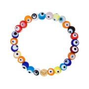 Nialaya Wristband with Evil Eye Glass Beads Multicolor, Herr
