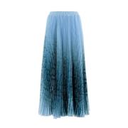 Ermanno Scervino Plisserad kjol med pytontryck Blue, Dam