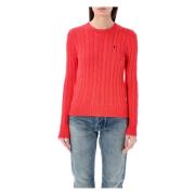 Ralph Lauren Röd Cable-Knit Crewneck Sweater Red, Dam