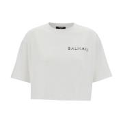 Balmain Vit T-shirt med Kortärmad Design White, Dam
