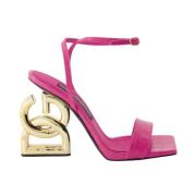 Dolce & Gabbana Justerbara Ankelrem Croco Sandaler Pink, Dam